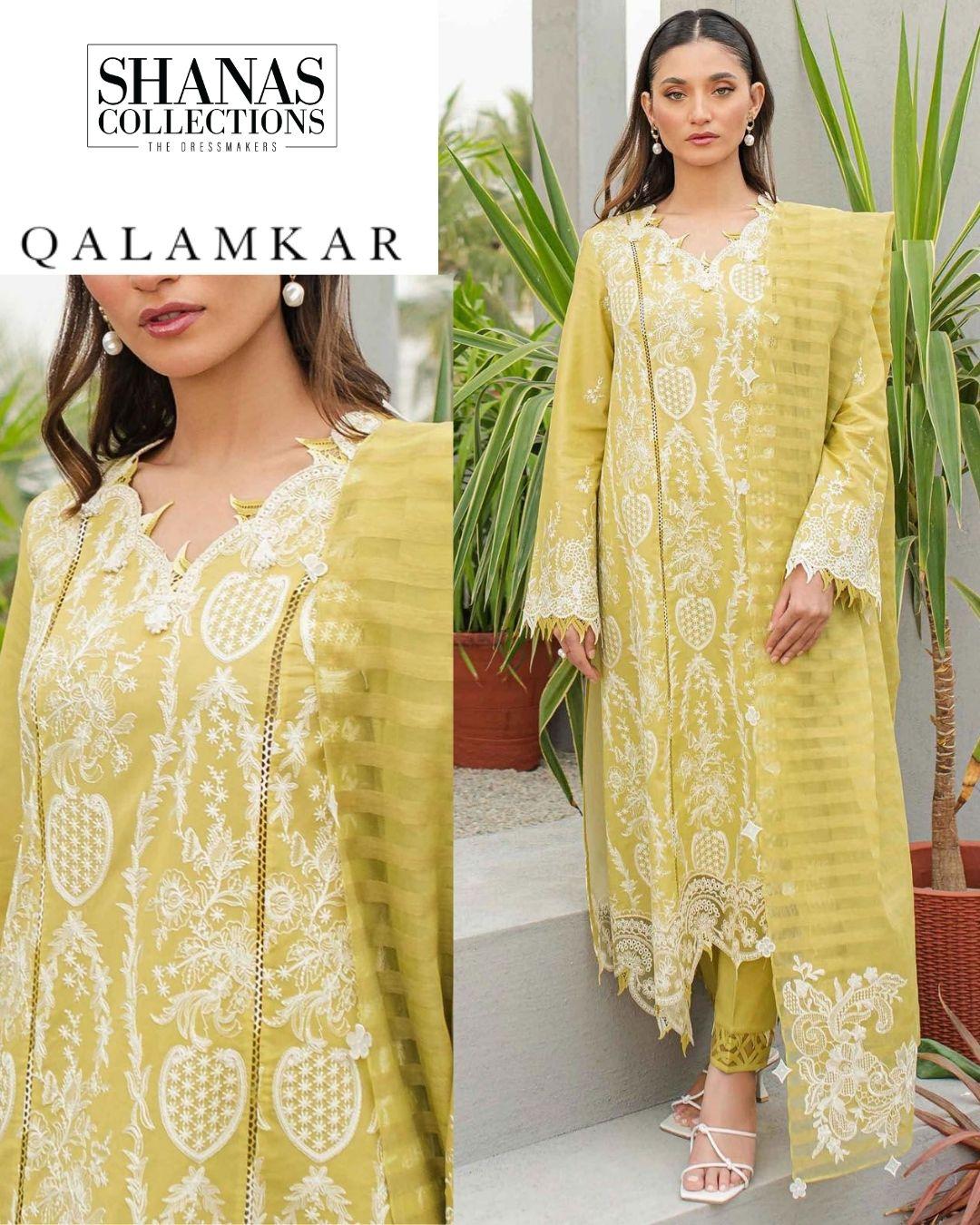 Qalamkar Embroidered Lawn Suits Unstitched 3 Piece - Summer Collection