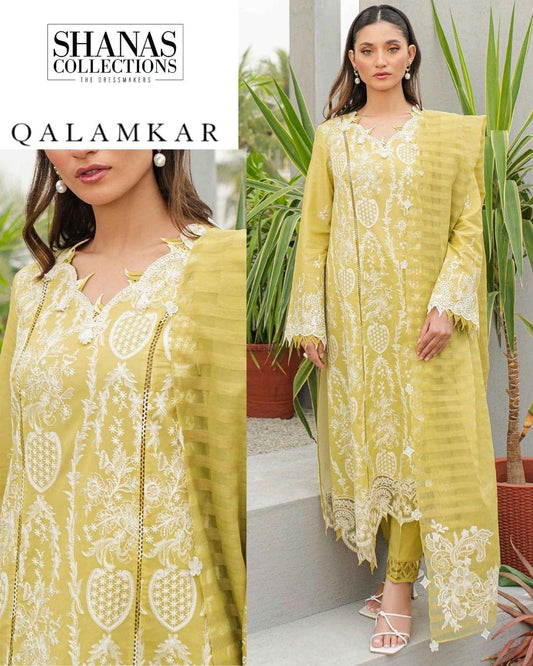 Qalamkar Embroidered Lawn Suits Unstitched 3 Piece - Summer Collection