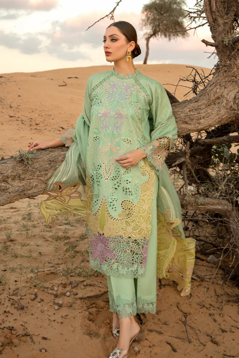 Rang Rasiya Luxury Lawn Elnaz Green Embroidered Unstitched 3 Piece Suit