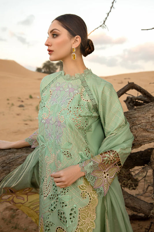 Rang Rasiya Luxury Lawn Elnaz Green Embroidered Unstitched 3 Piece Suit