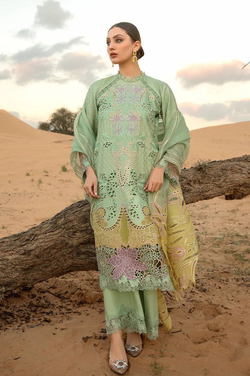 Rang Rasiya Luxury Lawn Elnaz Green Embroidered Unstitched 3 Piece Suit