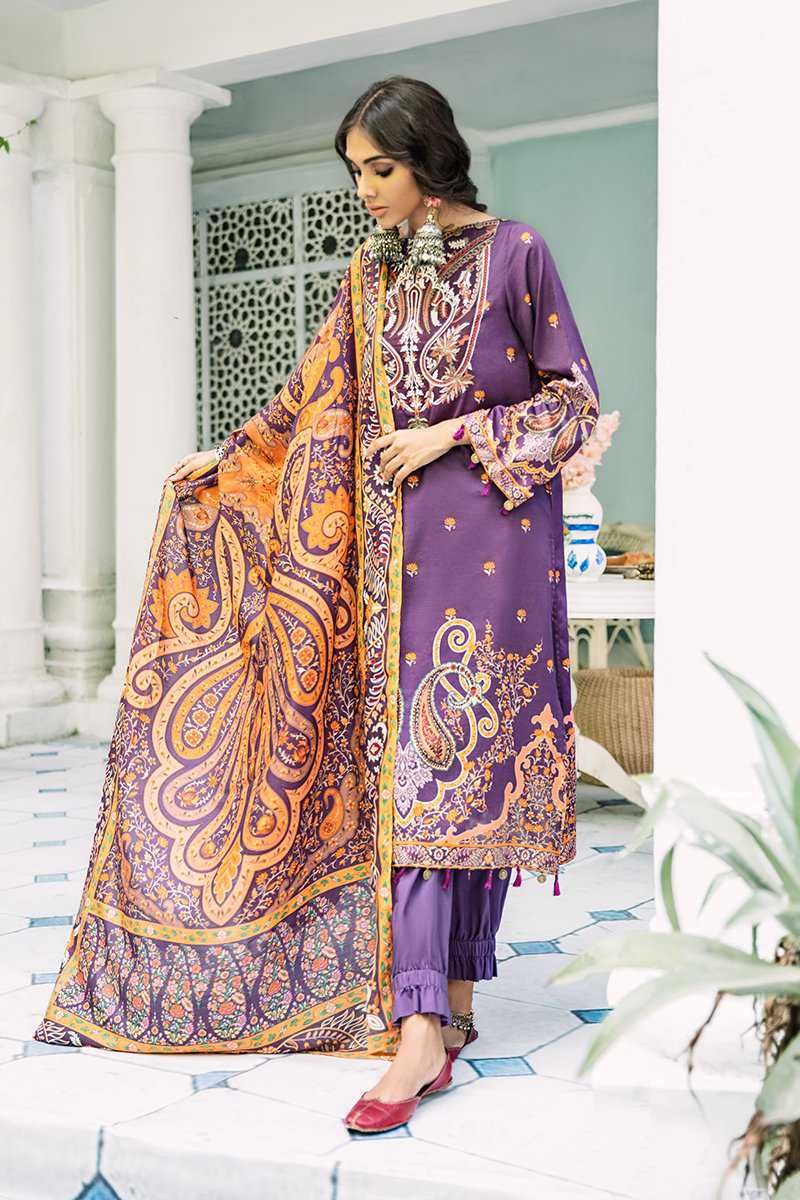 Cross Stitch Mehek Cotton Satin Embroidered Unstitched 3 Piece Suit
