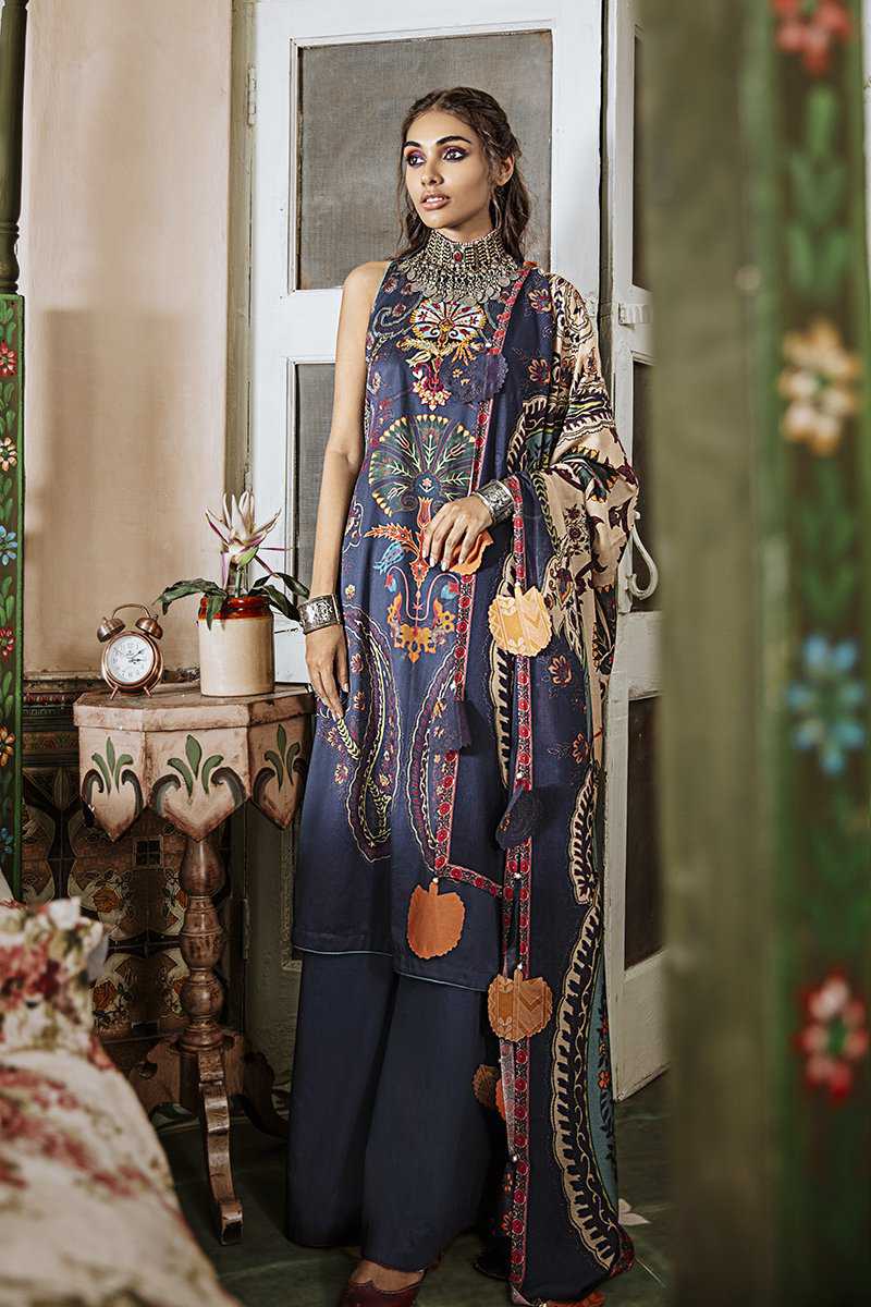 Cross Stitch Cashmere Mehek Cotton Satin Unstitched 3 Piece Suit