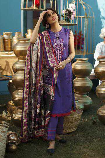 Cross Stitch Blue Tabeer Lawn Unstitched Embroidered 3 Piece Suit