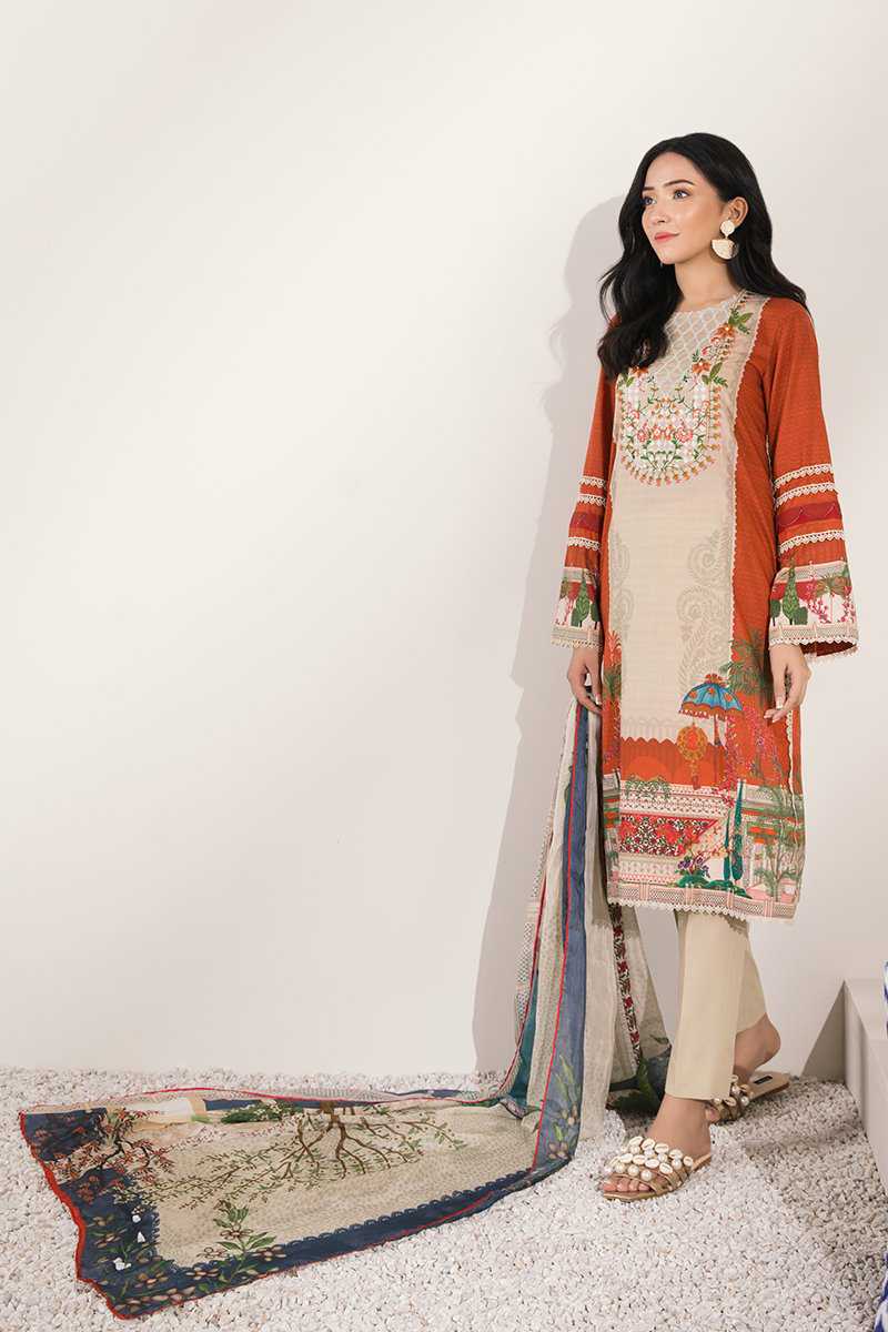 Cross Stitch Tangerine Monsoon Edition Unstitched Embroidered 3 Piece Suit