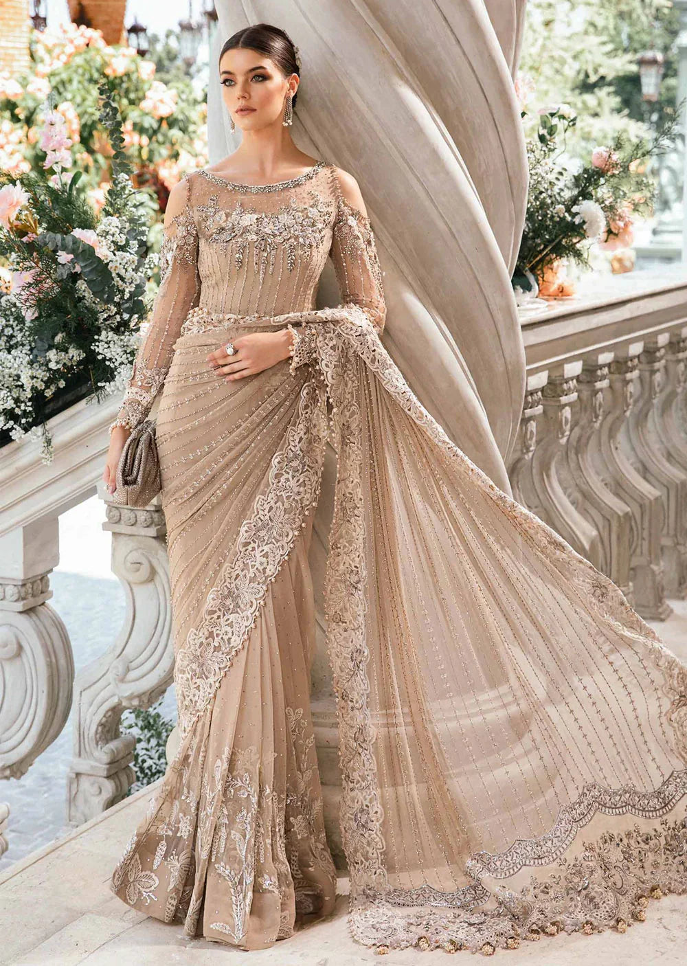 Maria B Unstitched Embroidered Saree | BD-2801