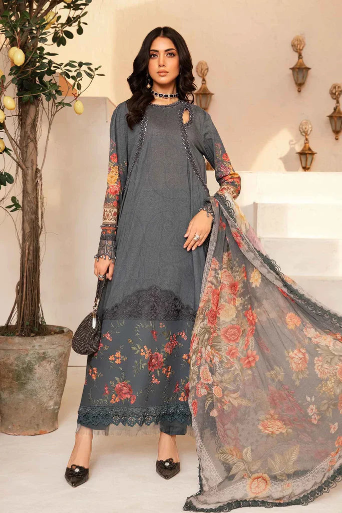 Maria B 3 Piece Unstitched Printed Suit | MPT-2202-B