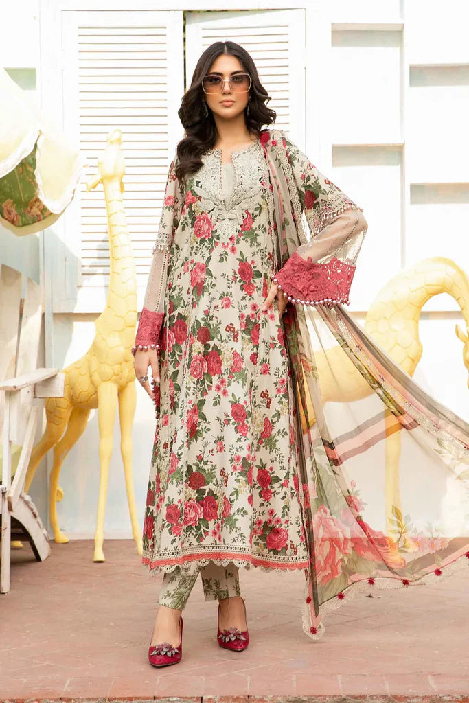 Maria B 3 Piece Unstitched Printed Suit | MPT-2204-B