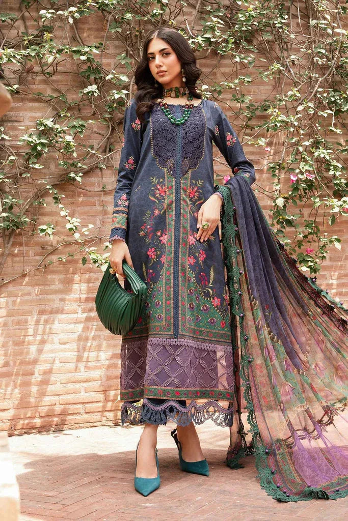 Maria B 3 Piece Unstitched Printed Suit | MPT-2206-B
