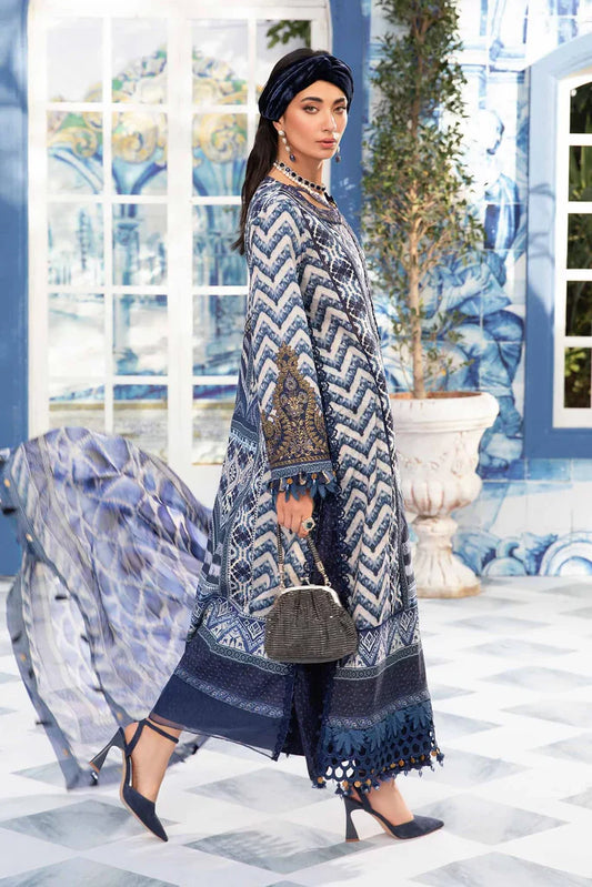 Maria B 3 Piece Unstitched Printed Suit | MPT-2208-B