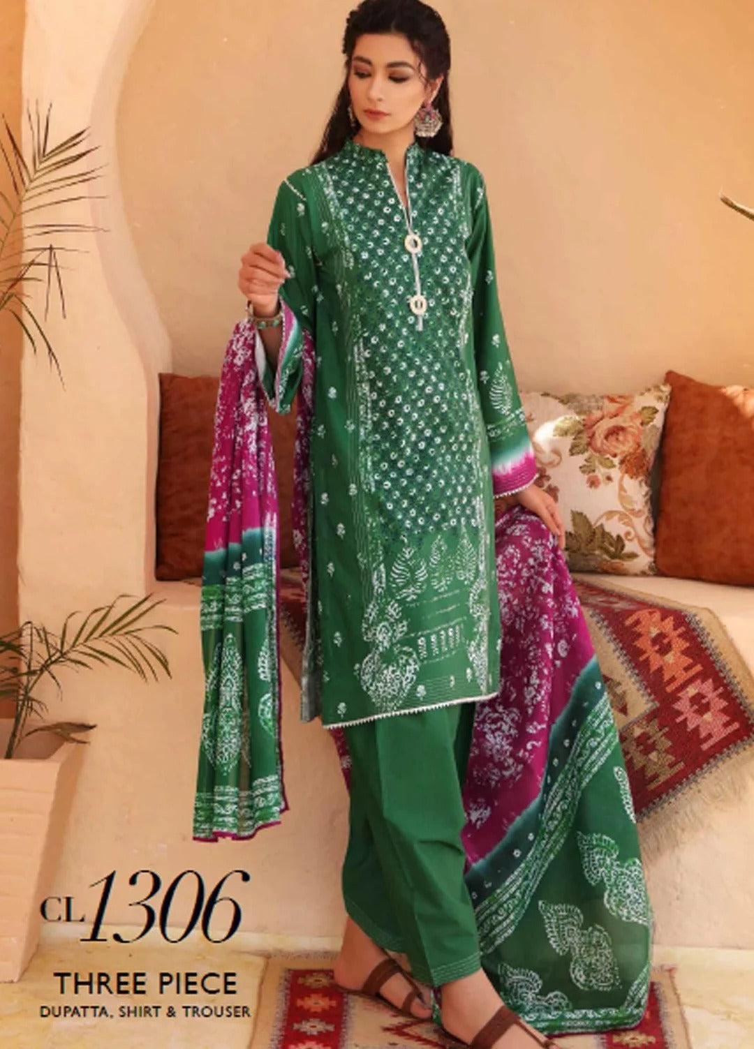 Gul Ahmed 3 Piece Printed Lawn Unstitched Suit CL-1306