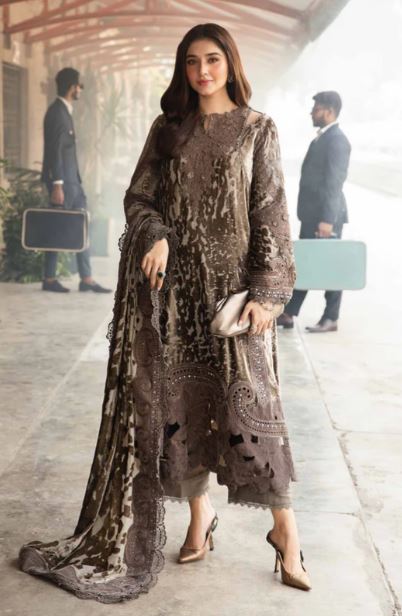 Maria B Unstitched Embroidered Palachi Suit - DL-1201