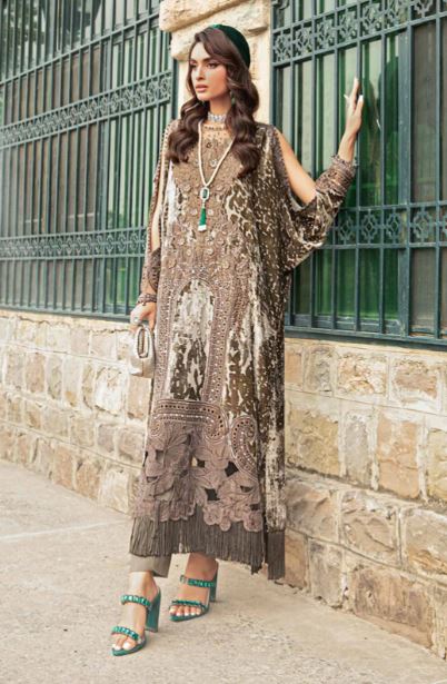 Maria B Unstitched Embroidered Palachi Suit - DL-1201