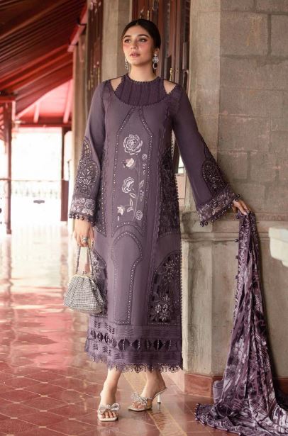 Maria B Unstitched Embroidered Linen Suit - DL-1202