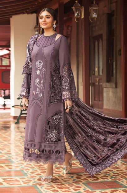 Maria B Unstitched Embroidered Linen Suit - DL-1202