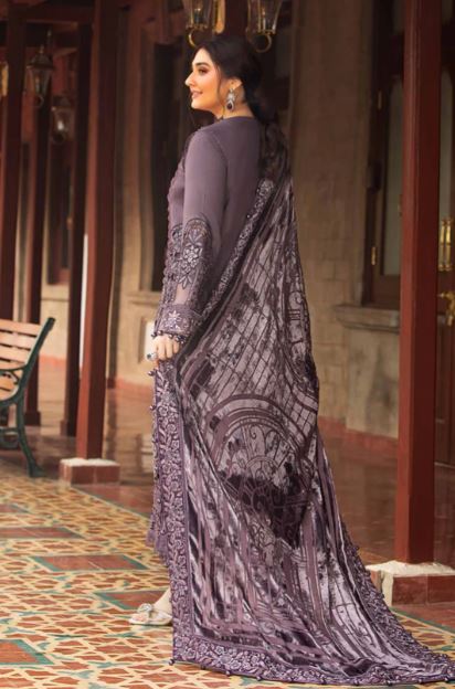 Maria B Unstitched Embroidered Linen Suit - DL-1202