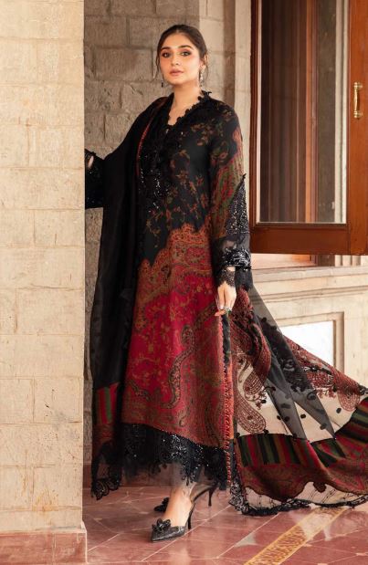 Maria B Unstitched Embroidered Woven Suit DL-1204