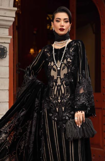 Maria B Unstitched Embroidered Velvet Suit - DL-1205