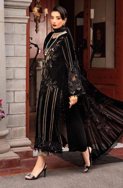 Maria B Unstitched Embroidered Velvet Suit - DL-1205