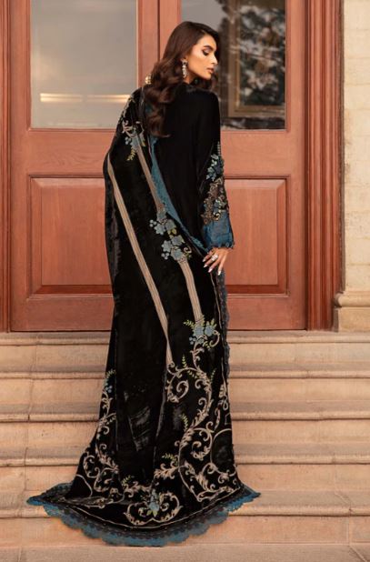 Maria B Unstitched Embroidered Velvet Suit - DL-1208