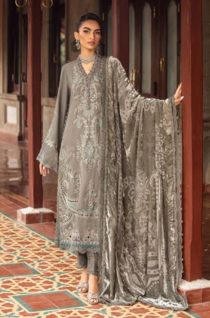 Maria B Unstitched Embroidered Velvet Suit - DL-1209