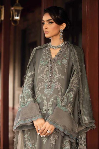 Maria B Unstitched Embroidered Velvet Suit - DL-1209