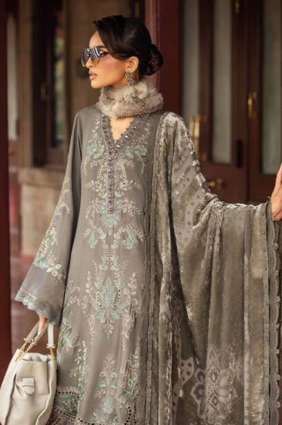 Maria B Unstitched Embroidered Velvet Suit - DL-1209