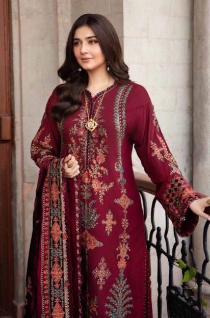 Maria B Unstitched Embroidered Twill Linen Suit - DL-1210