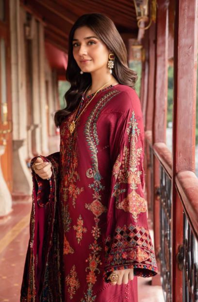 Maria B Unstitched Embroidered Twill Linen Suit - DL-1210