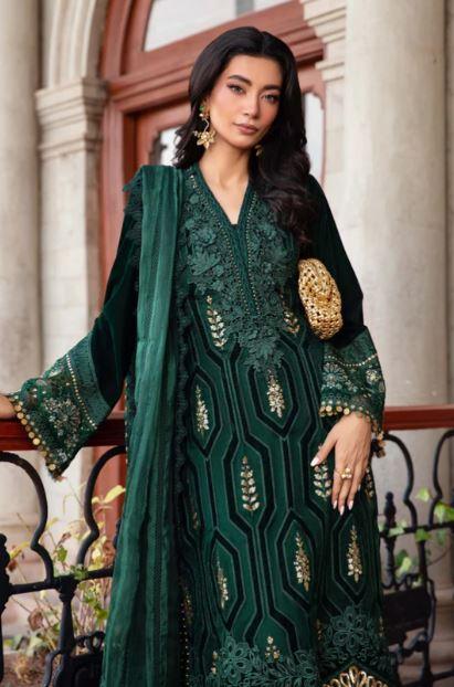 Maria B Unstitched Embroidered Velvet Suit - DL-1212