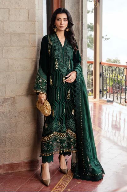 Maria B Unstitched Embroidered Velvet Suit - DL-1212