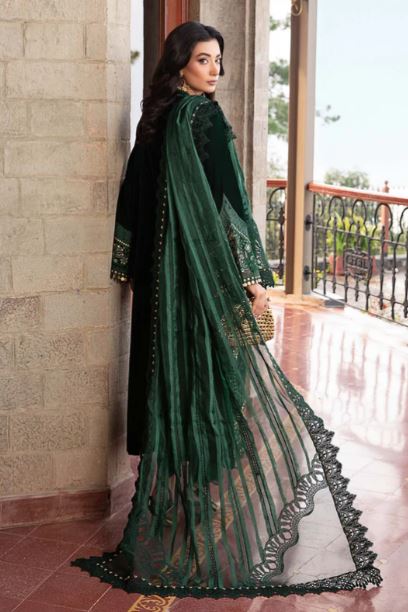 Maria B Unstitched Embroidered Velvet Suit - DL-1212