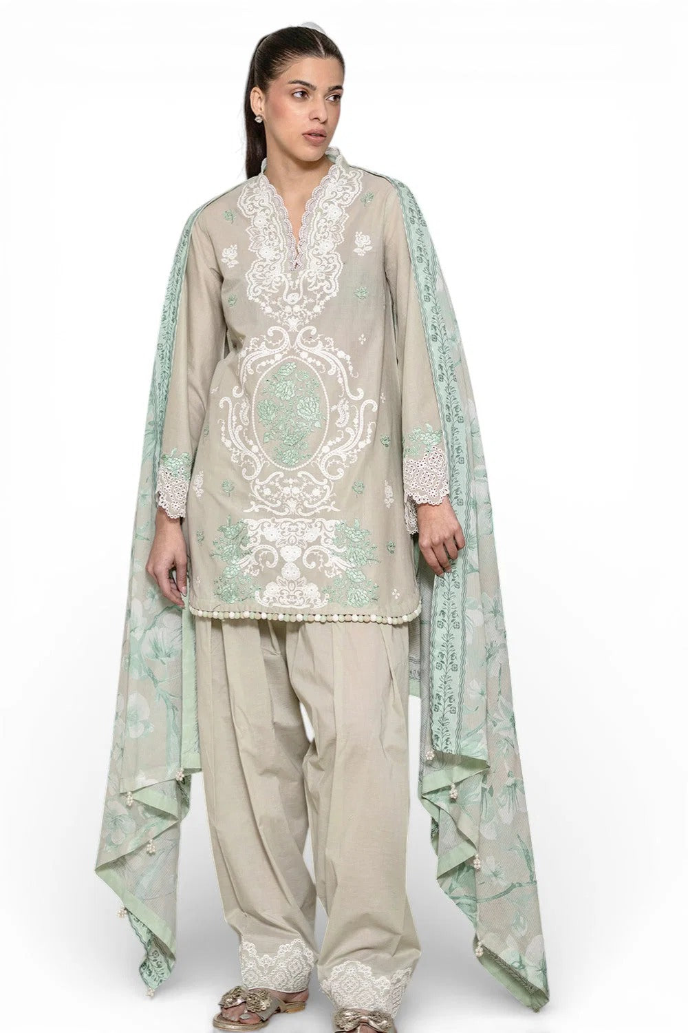 Gul Ahmed 3 Piece Embroidered Lawn Suit with Denting Lawn Dupatta and Border DN-62027