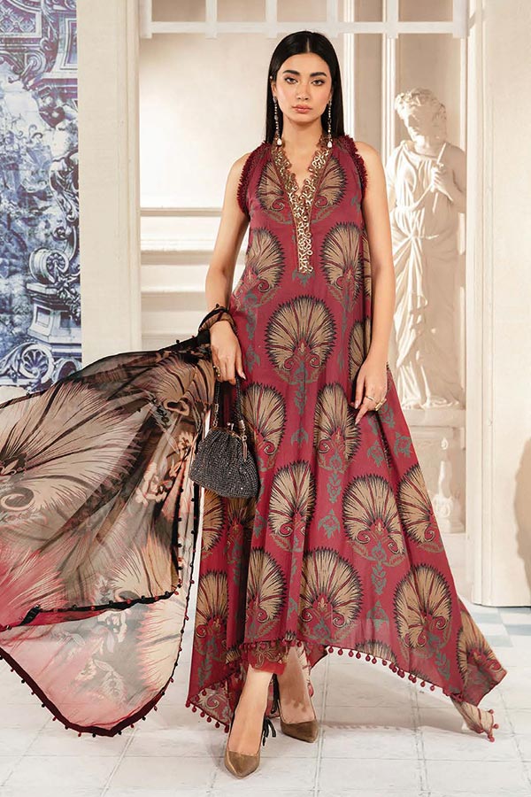 Maria B 3 Piece Unstitched Printed Suit | MPT-2209-B