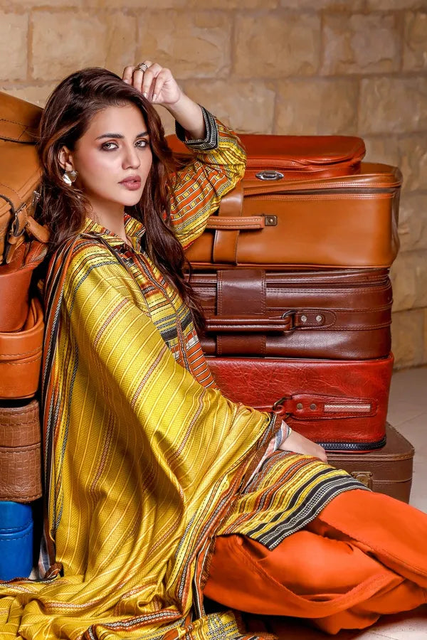 Gul Ahmed 3PC Unstitched Twill Linen Suit LT-25