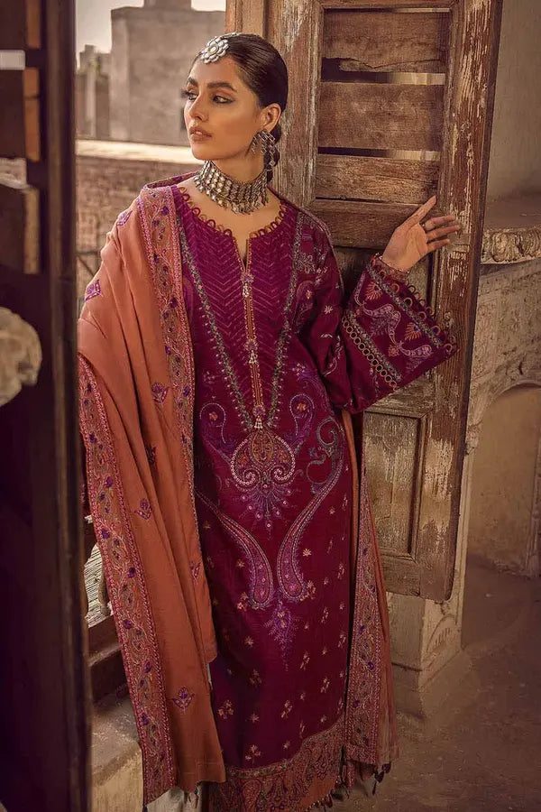 Gul Ahmed 3PC Unstitched Khaddar Suit With Linen Dupatta VK-22001
