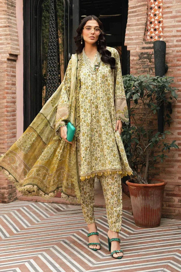Maria B 3 Piece Unstitched Printed Suit | MPT-2207-A