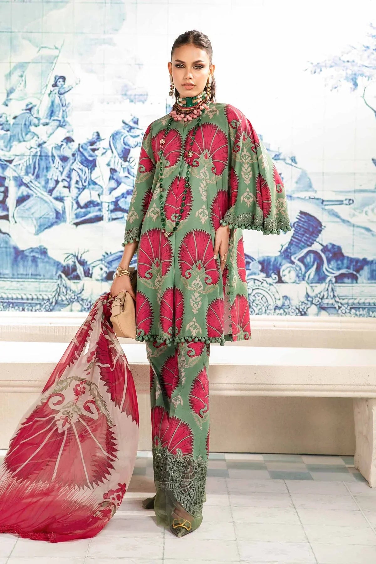 Maria B 3 Piece Unstitched Printed Suit | MPT-2209-A