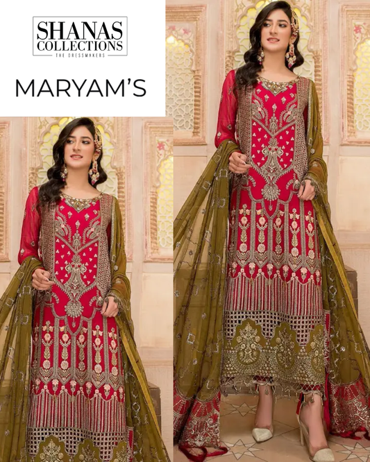 Embroidered chiffon shirt fabric with detailed motifs laid flat
