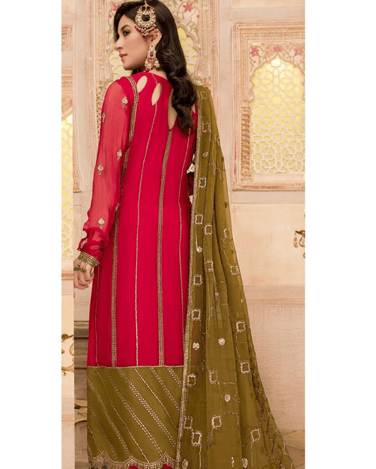 Maryam S Embroidered Chiffon Unstitched 3 Piece Suit