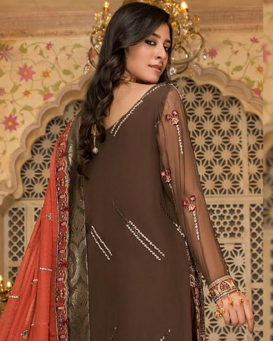 Maryam S  Embroidered Chiffon Unstitched 3 Piece Suit