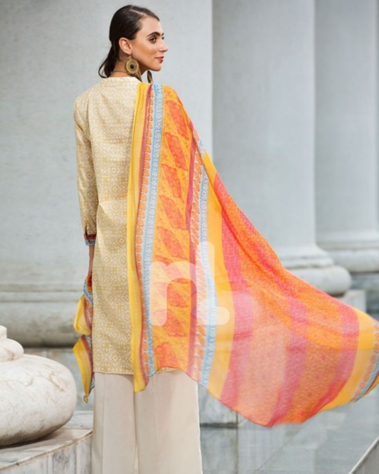 Nishat Linen Blende Chiffon & Slub Lawn Printed Unstitched 2 Piece Suit
