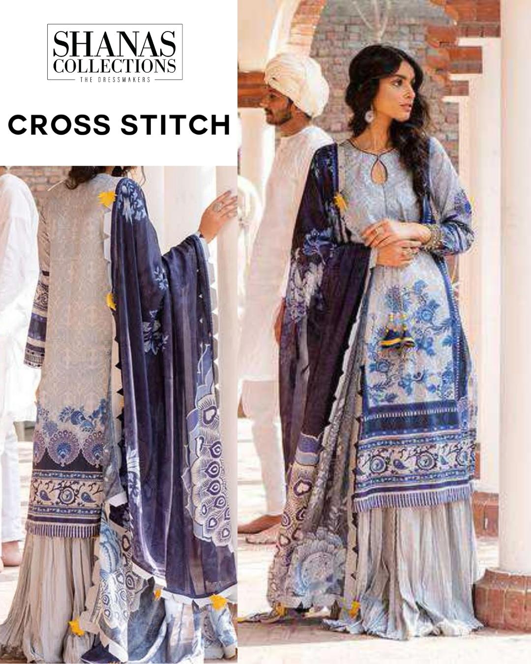 Cross Stitch Peacoat Tabeer Lawn Unstitched Embroidered 3 Piece Suit