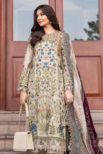 Maria B Unstitched Embroidered Linen Suit - DL-1211