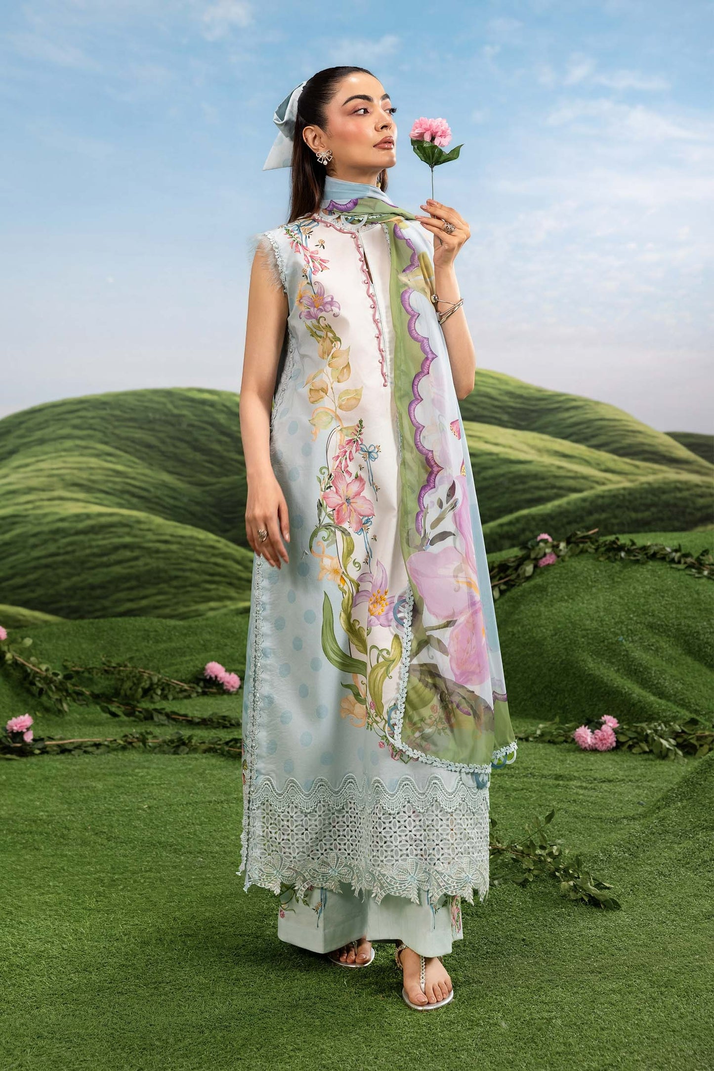 MariaB Basic 3 Pc Unstitched Embroidered Lawn Suit 05A
