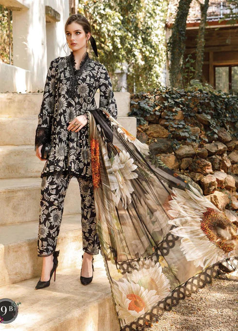 Maria.B Mprints 9-B Printed Lawn Unstitched 3 Piece Suit