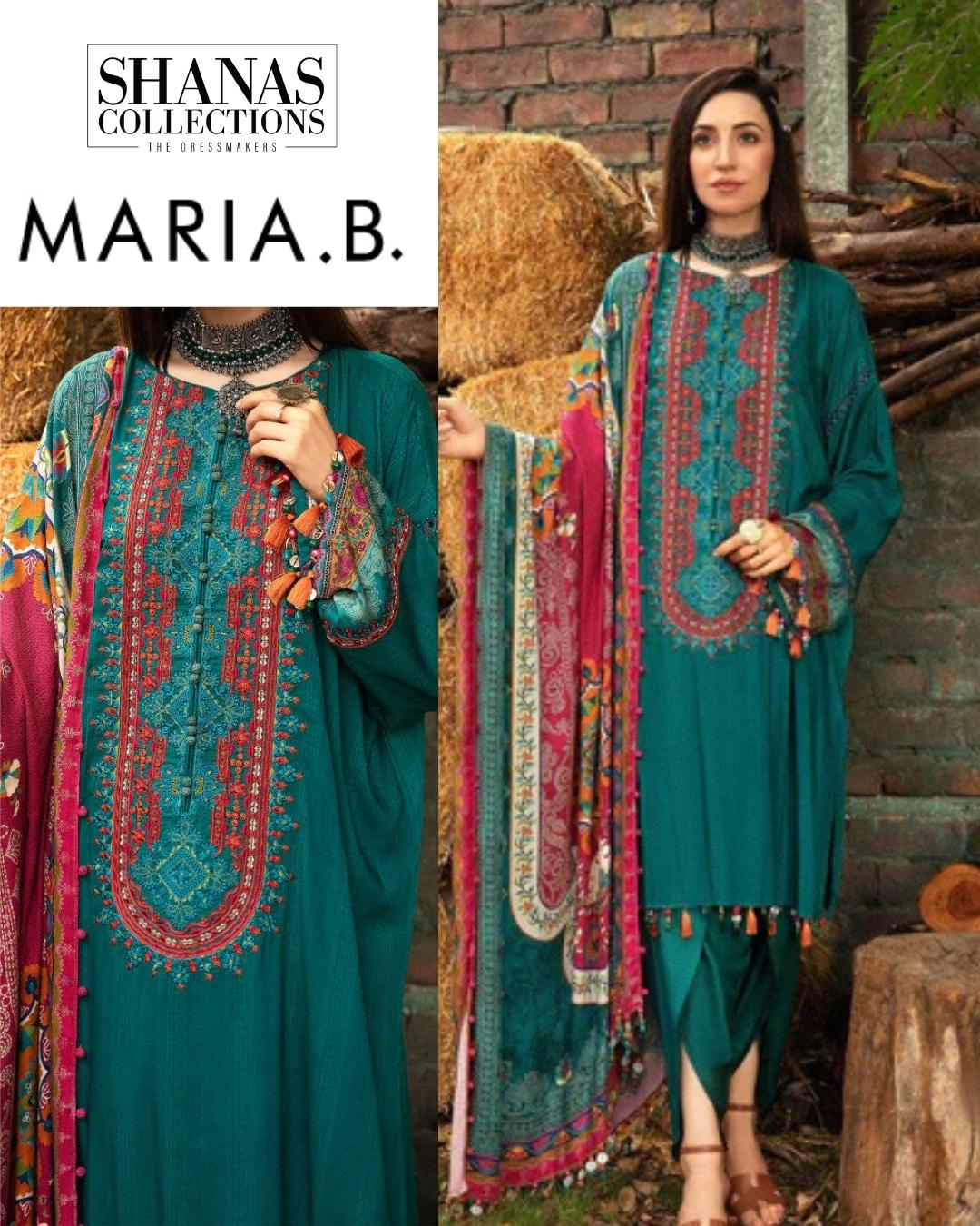 Maria.B Mprints Lawn 7-B Embroidered Unstitched 3 Piece Suit