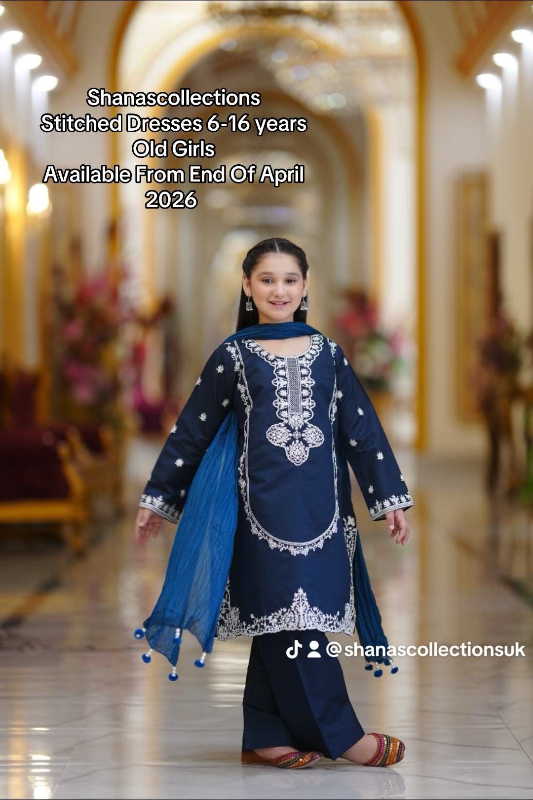 Children's Embroidered Kurta Set - Navy Blue