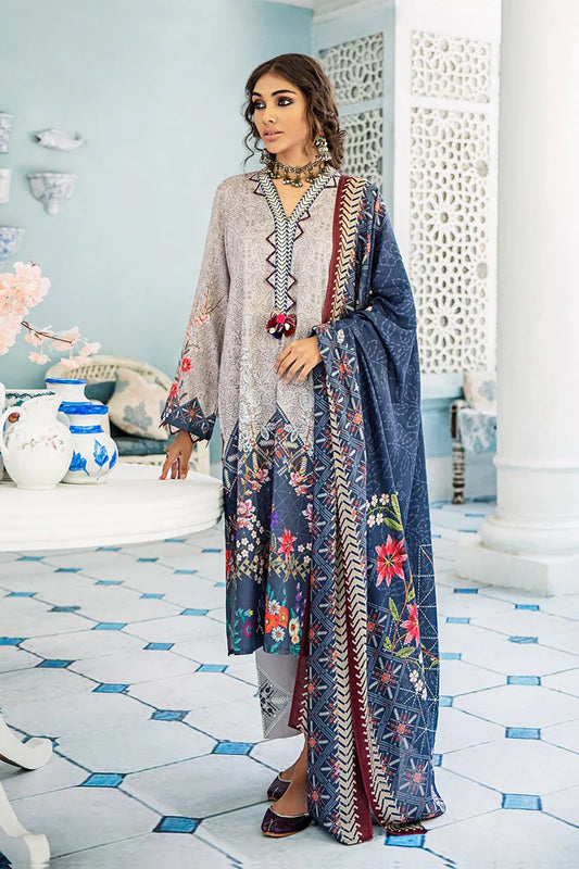 Cross Stitch Mehek Cotton Satin Unstitched 3 Piece Suit