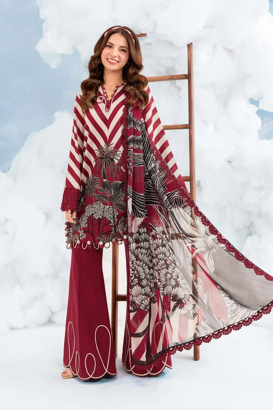 MariaB Basic 3 Pc Unstitched Embroidered Lawn Suit 08B